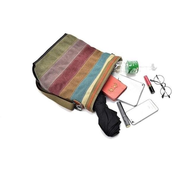 Womens Shoulder Bags Canvas Hobo Handbags Multi-Color Casual Messenger Bag - Picture 4 of 7